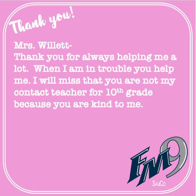 FM9_StuCo's tweet photo. Today may be the last day of #TeacherAppreciationWeek2020 , but we appreciate you every day! Words don't fully express how much our teachers mean to everyone! Thank you! @FMHS9 1/3 https://t.co/k9KIi2icBJ