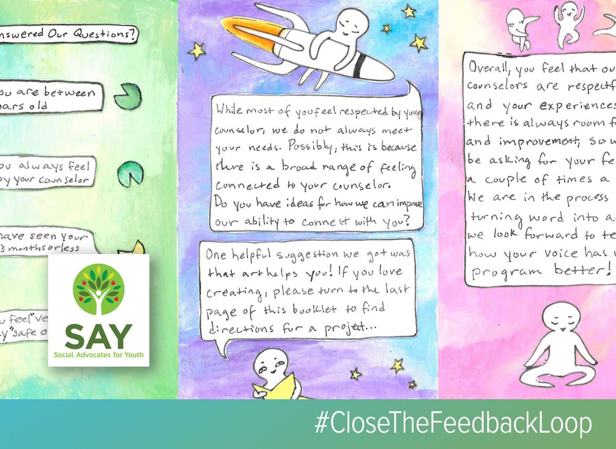 4SharedInsight's tweet image. #SocialAdvocatesforYouth designs colorful way to #CloseTheFeedbackLoop with young clients #Listen4Good #feedback. Check out the creativity and impact: buff.ly/3bAbioz