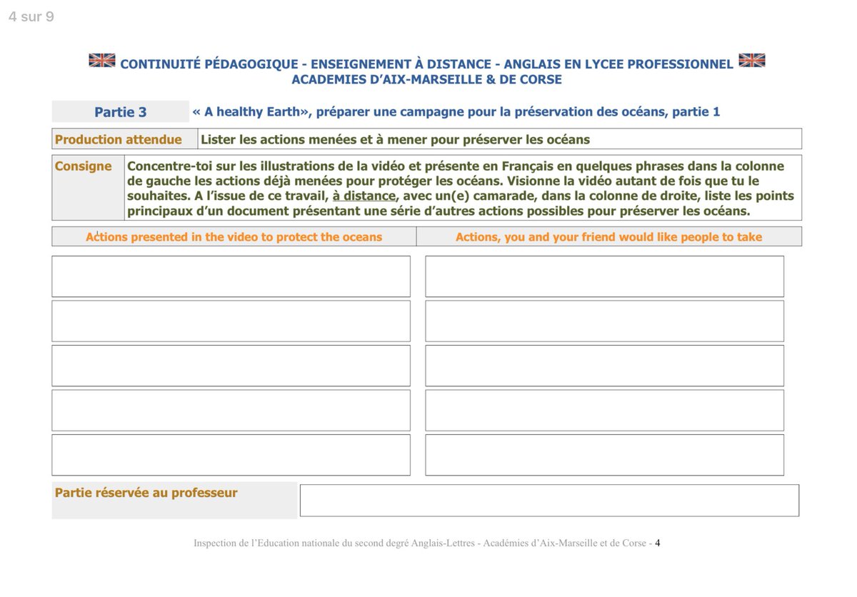 AniellaLEBEAU's tweet photo. Une vidéo #Lumni en #anglais, #AQuestionADay, sur la protection des océans &amp; un formulaire interactif basé sur cette #ressource proposé par @AcAixMarseille &amp; @accorse pour la #continuitéPédagogique en #lycéePro, mais adaptable au #collège🙏@ANGLAISLP_AIX
👉https://t.co/5PT6znFKEh https://t.co/MhbzMQooZ1