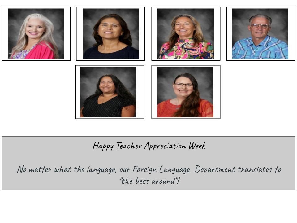FPCHS's tweet photo. Happy Teacher Appreciation Week. No matter what the language, our Foreign Language  Department translates to "the best around"! https://t.co/zmA9hzyYDR