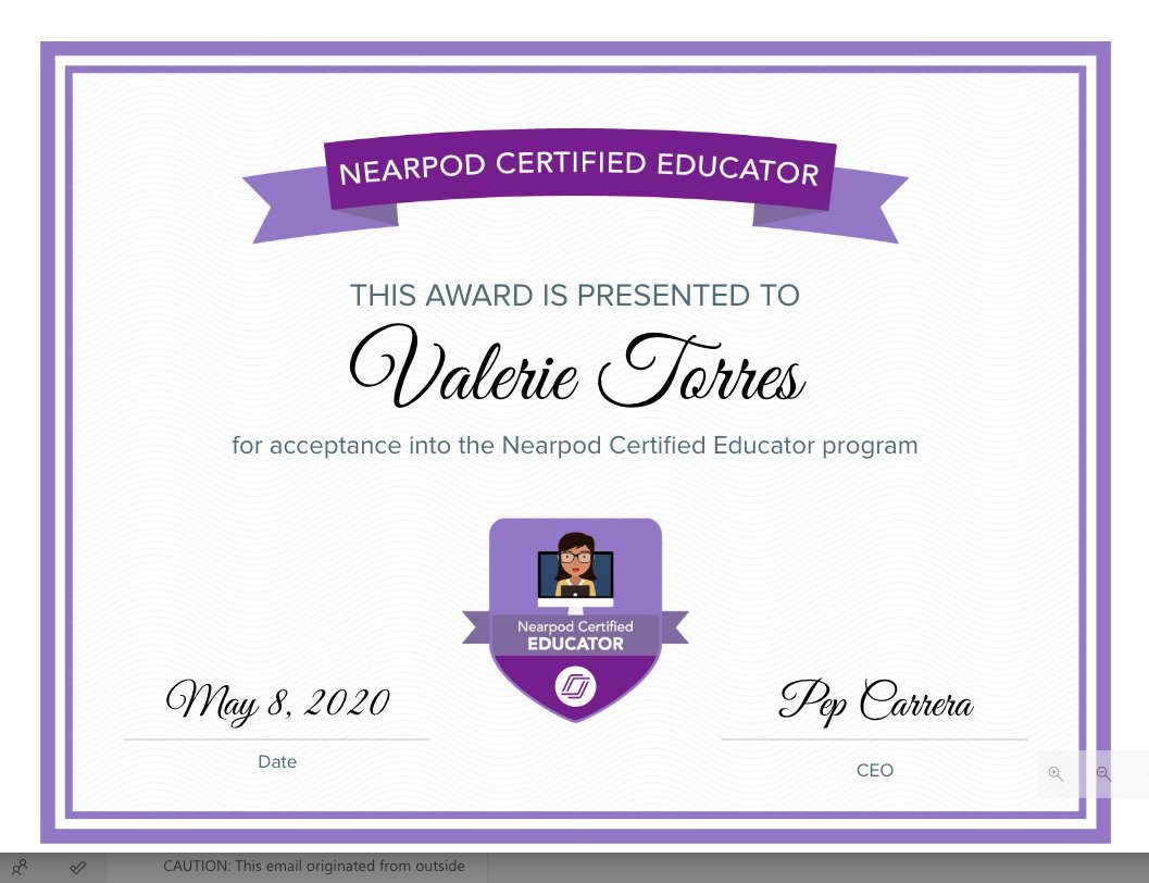 Greg_M_Hatch's tweet photo. We have four more NearPod Certified Educators @BenitoMtz_ES 😀 Congratulations @SAguirre_BMES @mvasquez_BMES @SMoreno_BMES and @VTorres_BMES  I know your students will greatly benefit from your dedication to your craft.  Thank you! #TeamSISD #PatriotPride https://t.co/8EswusJLt5