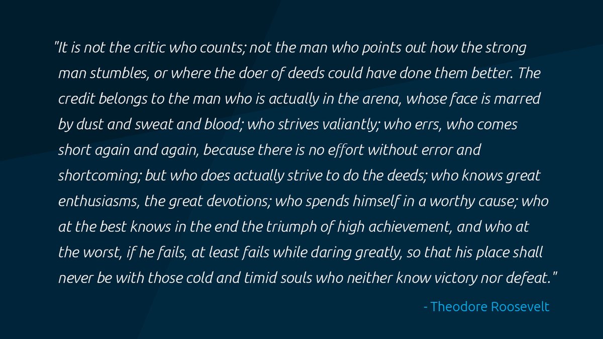 tedkouri's tweet photo. A salute to all the business owners, decision makers, and community leaders who are #daringgreatly and giving it their all right now...striving, erring, or even failing. You are in the arena and that is all that matters. #keepgoing #justdoyourbest #myfavouritealltimequote https://t.co/OoUGnlRTwj