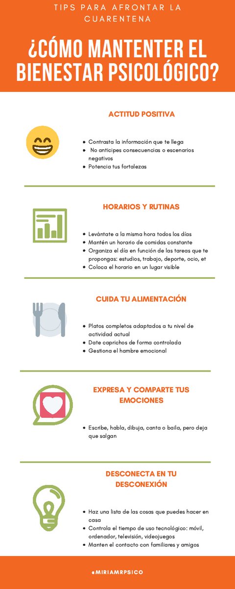 MiriamRPsico's tweet photo. ¿Cómo mantener el bienestar psicólogico? 
Tips para afrontar la cuarentena 🧠❤️ https://t.co/gWXAa63LUh