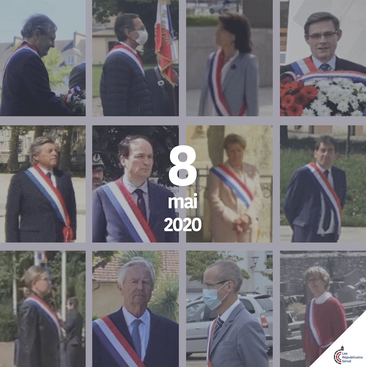 lesRep_Senat's tweet photo. Partout sur le territoire, dans un contexte inédit, les sénateurs célèbrent la paix &amp; la victoire de la France. Ils rendent un hommage silencieux à tous ces Français qui, il y a 80 ans, n'ont pas cédé à la fatalité. 

#8Mai2020 https://t.co/9cD9LetlXV