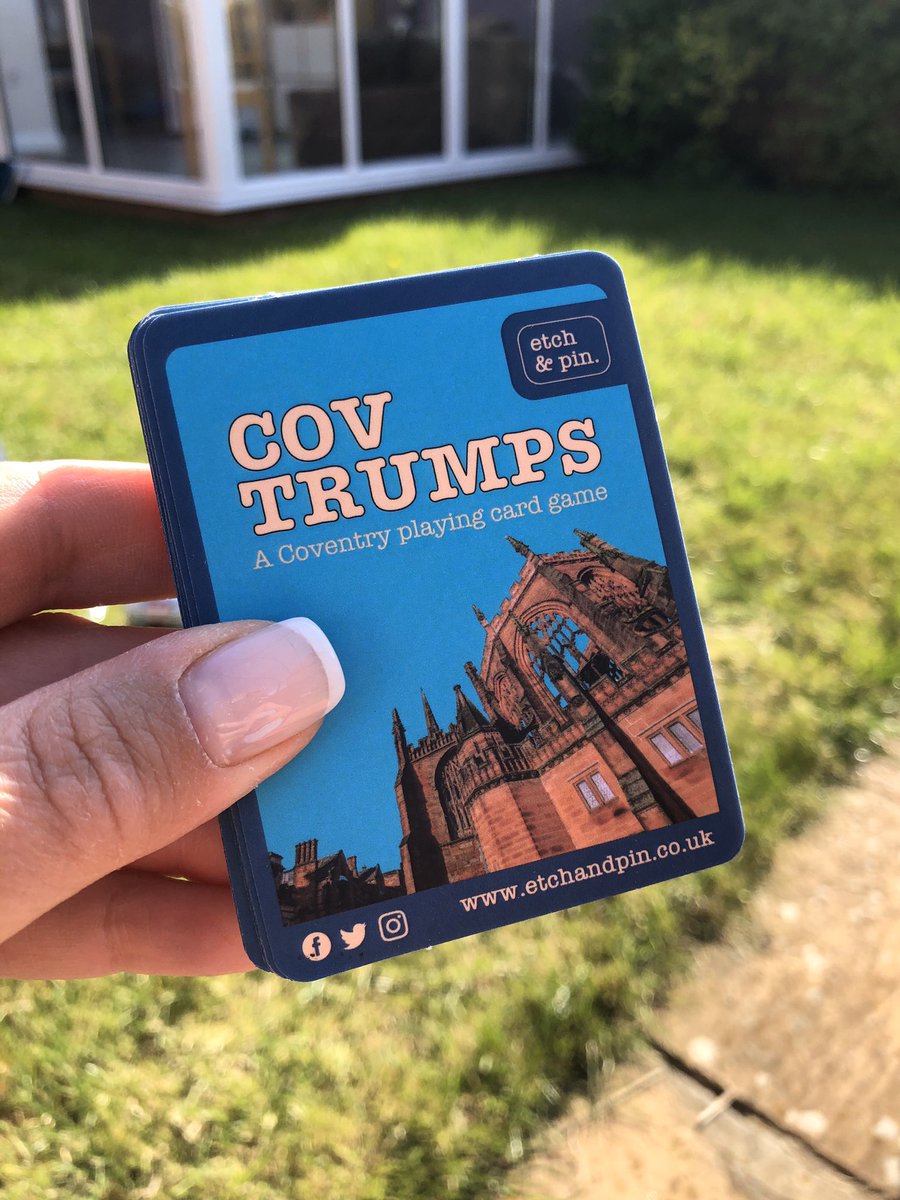 binkybunny7's tweet photo. Enjoying playing @EtchandPin #CovTrumps in the sunshine ... what a fab set of cards!! #CovHour #LoveCoventry #EtchAndPin โค๏ธโ๏ธ https://t.co/3m0J6fdpOI