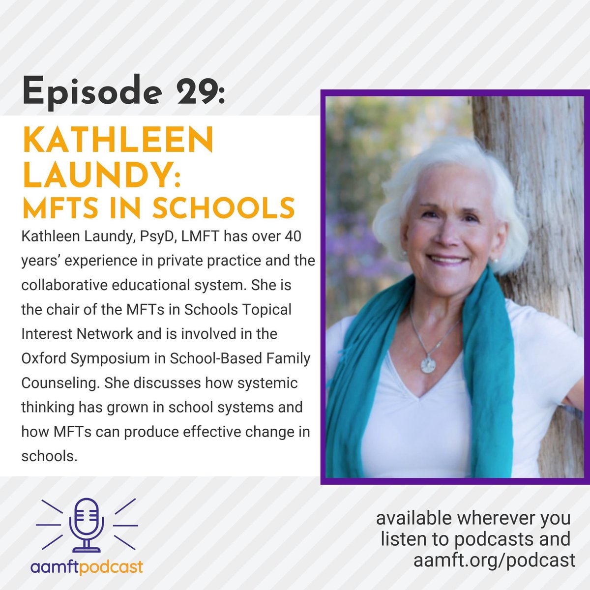 DoctorEliLive's tweet photo. Special thanks to my guest this week on @TheAAMFT Podcast, Kathleen Laundy, a great advocate for all systemic therapists working in school settings. Please listen and take the time to leave a review and ⭐️ rating on Apple Podcasts. #staysystemic 

https://t.co/6S1f4gZMdh https://t.co/arcJTvZgOq