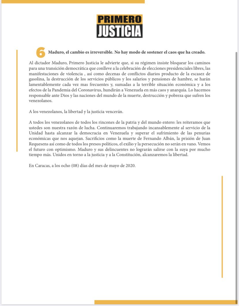 Primero Justicia on Twitter "Nuestro fin supremo es la salvación del