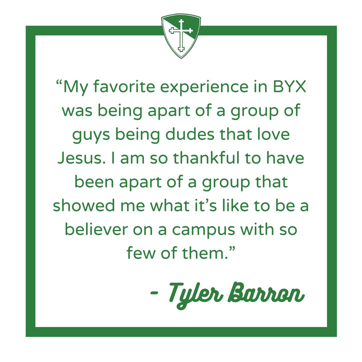 Our next senior spotlight is former president, Tyler Barron! He is a aviation logistics major and is seeking God’s plans for the future! Good luck to you and your future endeavors Tyler! Read Tyler’s testimony below!