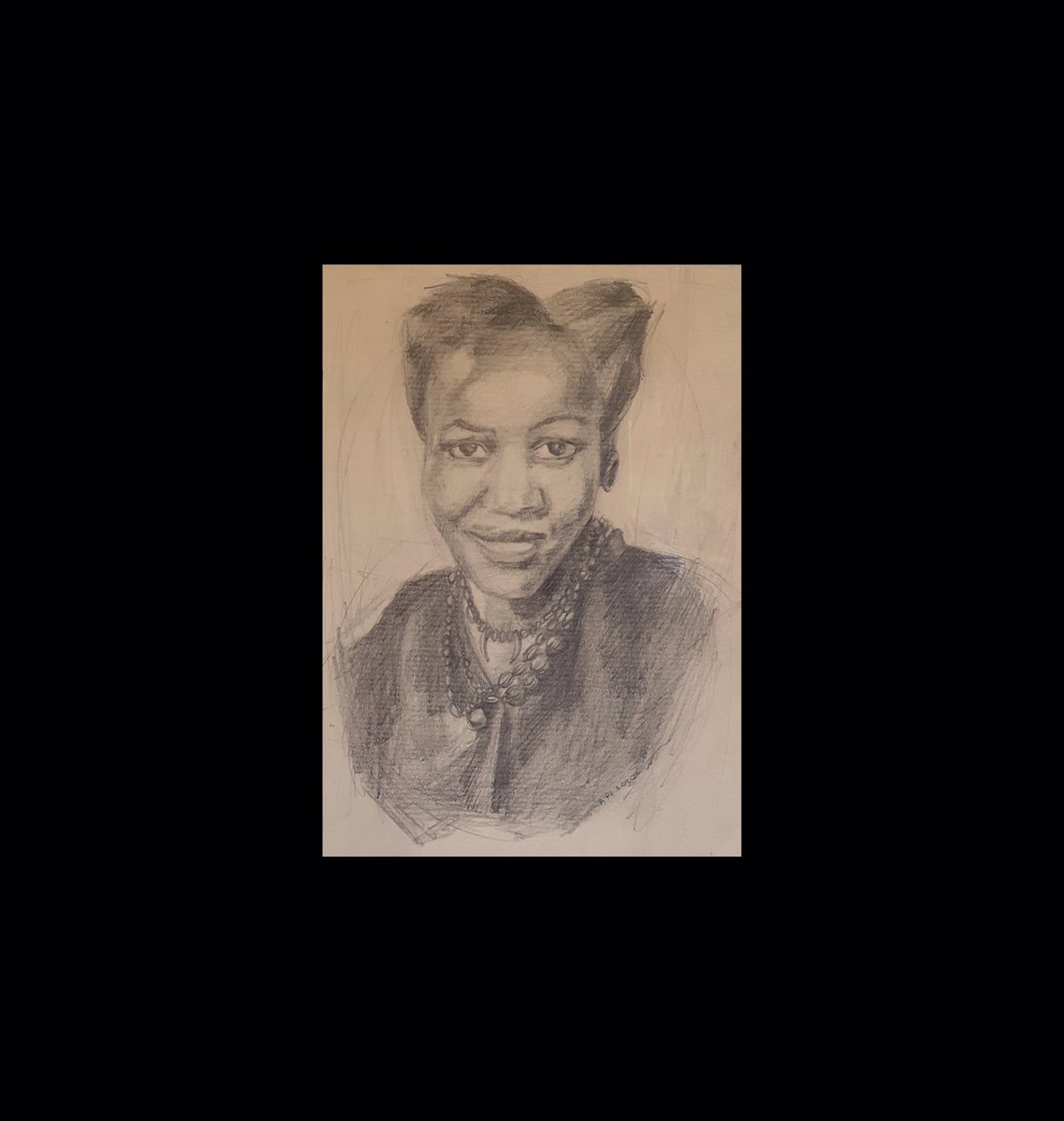 ‘Noni Jabavu’, 2020
Graphite on Paper
21 x 29 cm
(Film Crop) 
Commissioned by Sis’ Nomalizo Khwezi on the occasion of her Promotion to Brink Publishing Head of Textbooks.
