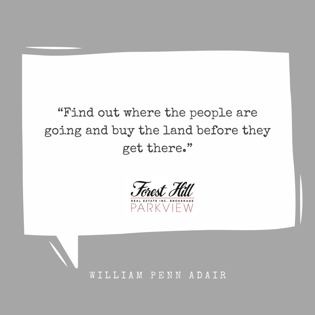 FHParkview's tweet photo. “Find out where the people are going and buy the land before they get there.” -William Penn Adair 
#qotd #quoteoftheday #quote #inspirationalquotes https://t.co/rLtucTO4j9