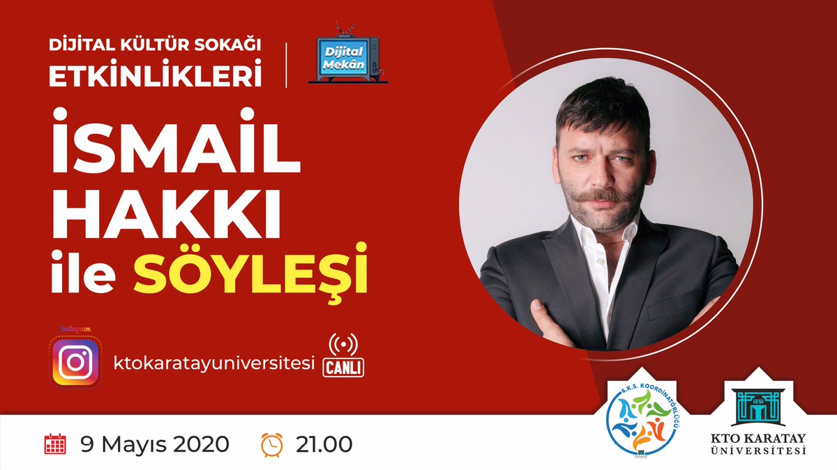 Kuruluş Osman dizisinde Samsa karakterini canlandıran  başarılı oyuncu İsmail Hakkı Ürün ile instagram canlı yayınında sanat ve sinemaya dair keyifli bir sohbet gerçekleştireceğiz.📽️🎬🎞️

🗓️09 Mayıs Cumartesi
⏰21.00

#DijitalÜniversite