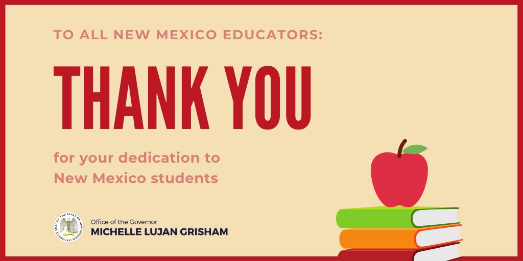 GovMLG's tweet image. Now, more than ever, teachers need to know that their work is absolutely essential and unequivocally valued.

Thank you, New Mexico educators, for all that you do for all of us!

As #TeacherAppreciationWeek comes to a close, is there a New Mexico educator you'd like to thank?