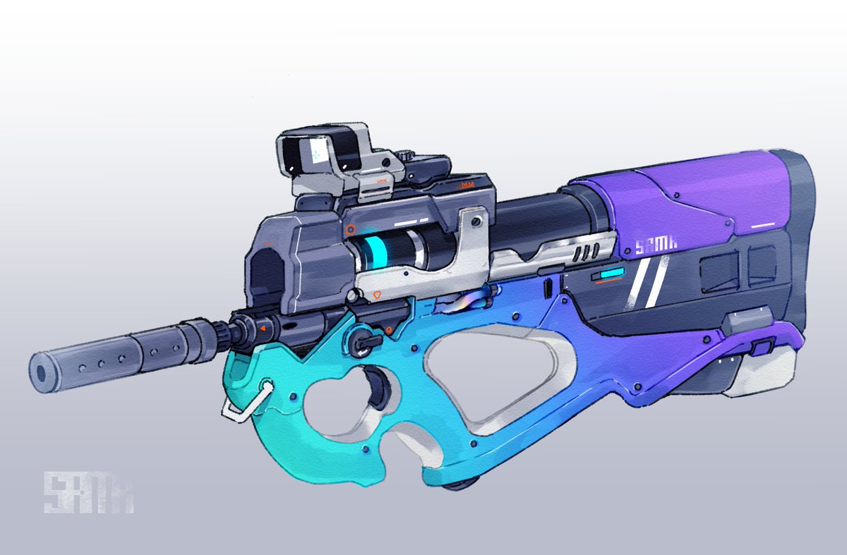 P90っぽいゲーミング銃 しろもかのイラスト P90っぽいゲーミング銃 しろもかのイラスト