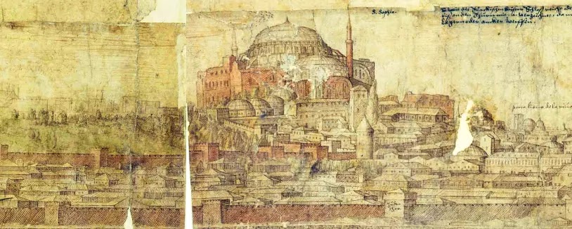 stgozunden's tweet photo. 1559'da Melchior Lorichs tarafından İstanbul Panoraması'ndan Ayasofya. https://t.co/jQaAawxwGm