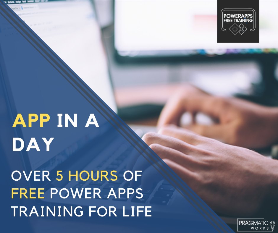 PragmaticWorks's tweet image. Want to build #PowerApps applications quickly but unsure how? Try our #FREE virtual App in a Day course! Start learning now bit.ly/2L4veDY   #freevirtuallearning #businessapplications #AppinaDay #PragmaticWorksTraining #eLearning