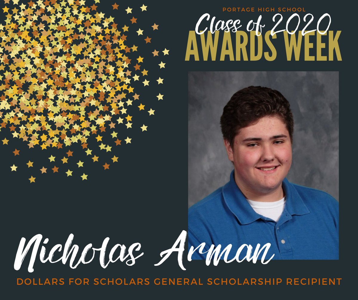 Portage_Schools's tweet photo. SENIOR AWARDS WEEK ANNOUNCEMENT
The first four recipients of the Dollars for Scholars General Scholarship are Harris Ables, Nicholas Arman, Emily Baturoni, and Mackenzie Curry! Congratulations!
#SeniorAwardsWeek #PortageProud #SeniorStrong https://t.co/pf5g0dwQ5K