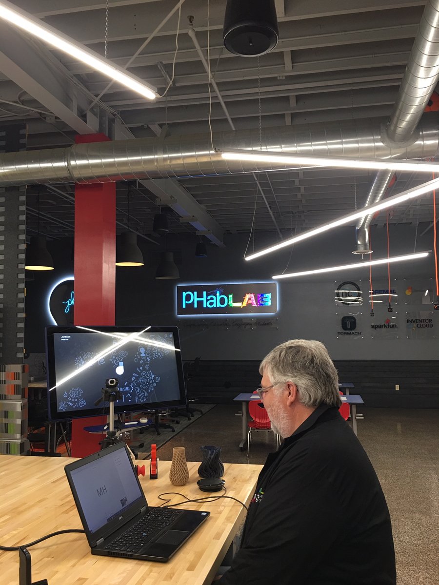 phablab's tweet photo. Virtual 3D printing training in the PHabLAB!
.
.
.
#PHabLAB #palmerhamilton #fablab #stem #steam #education #projectbasedlearning #curriculum #lessons #learning #learningmodules #training #makerspace #creativelearning #teched #maker #3Dprinting https://t.co/w0WRJYc1wl