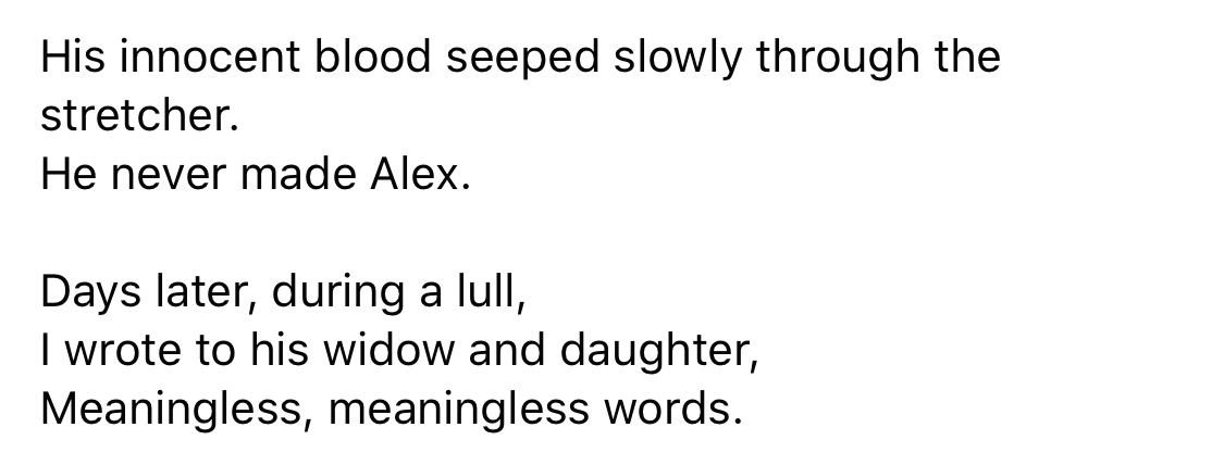 My aunt has just posted a poem my grandfather wrote about an experience of his in Africa during WW2. He never mentioned the war, ever, and I’ve never seen his poems and WOW, this has stopped me in my tracks.