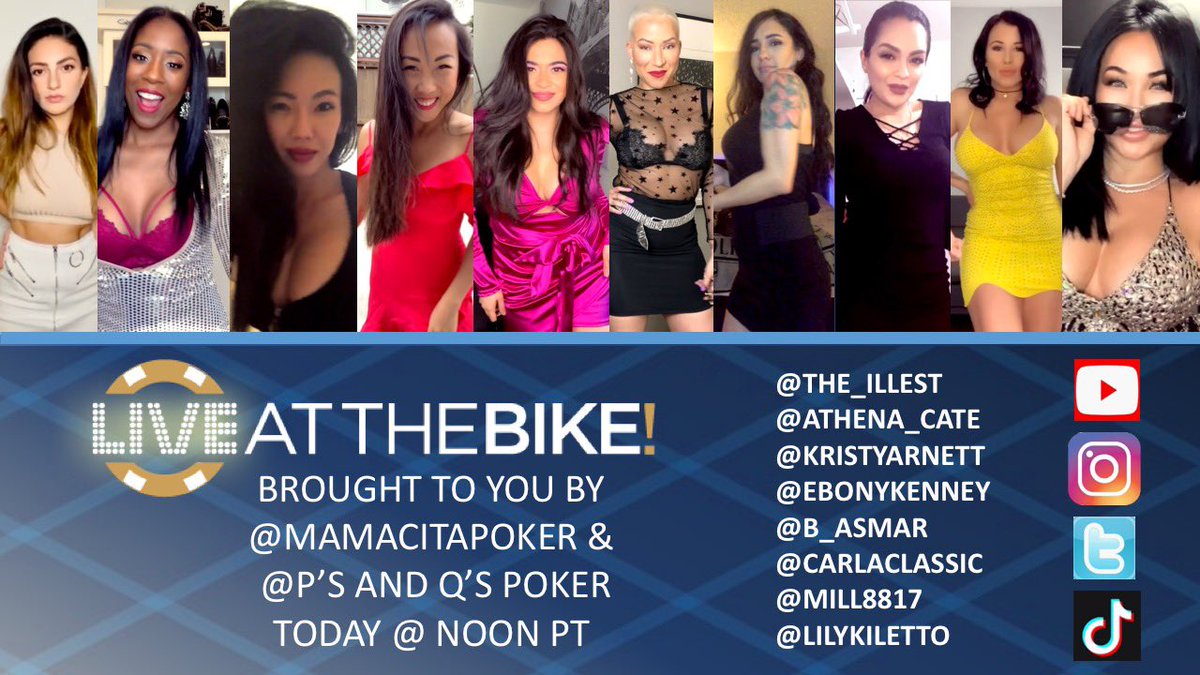 Watch our #DontRushChallenege video w/ Ladies of LATB at 12 PM PT!  Special thanks to <a href="/psandqspoker/">psandqspoker</a> and Mamacita for putting this together!

<a href="/The_Illest/">Kelly Lucas</a> 
<a href="/KristyArnett/">Kristy Arnett Moreno</a> 
<a href="/Ebony_Kenney/">Ebony Kenney | Poker & Purposeful Pleasure</a> 
<a href="/carlaclassic/">Carla Classic</a> 
<a href="/LilyKiletto/">LilyTheFairyFromMars</a> 
<a href="/athena_cate/">Athena Cate</a> 
Amila 
Bri

Watch it at youtube.com/liveatthebike