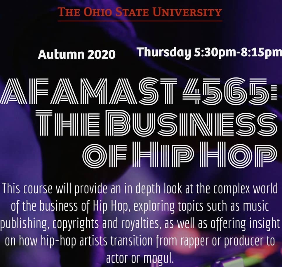 ATTN: OSU Students, Future Moguls, &amp; Rappers,
African American &amp; African Studies is offering a course called the Business of Hip Hop.  If you are strictly about your education &amp; business then you should sign up.  <a href="/osuafamast/">AAAS at OSU</a> <a href="/jrawls82/">J Rawls Ed.D</a> <a href="/ASCatOSU/">Arts and Sciences</a>, #Hiphop #AfricanAmericanStudies,