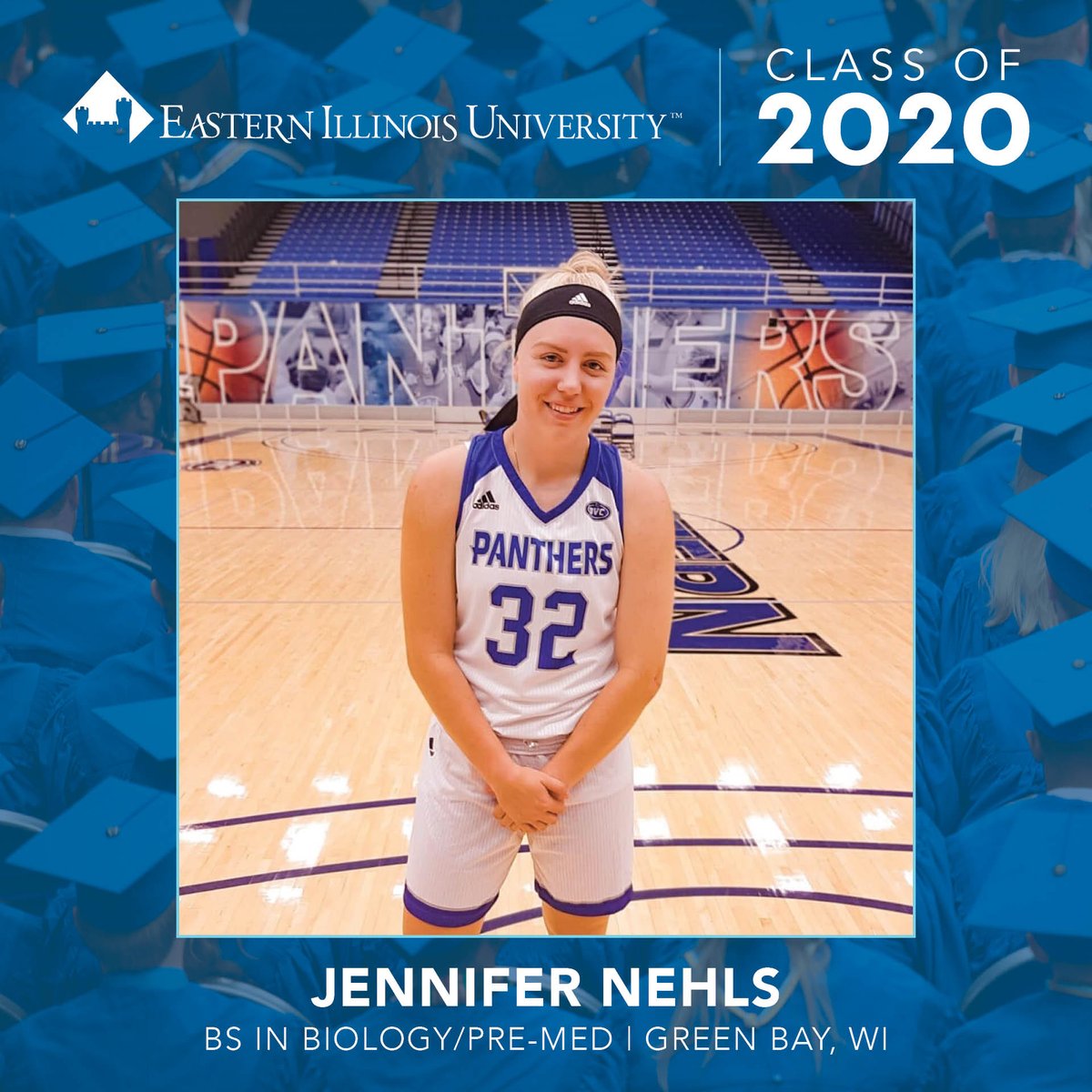 eiu's tweet photo. Meet #EIU2020 Graduate Jennifer Nehls - "My favorite part of EIU was the togetherness of the university, all of the students and staff are so supportive of your ambitions. The strong relationships and memories I created at EIU will stay with me forever!" #ForeverEIU https://t.co/g6I97jLC1p