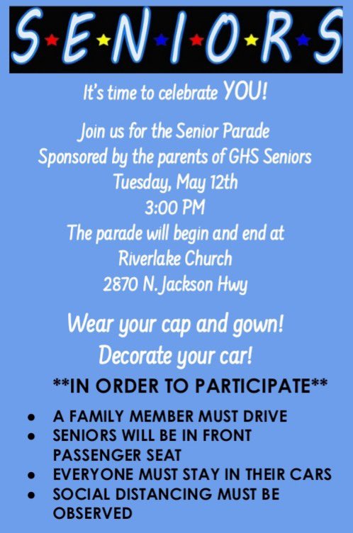 Y’all come out and support your seniors along the parade route! If anyone has any questions about the events don’t hesitate to ask.