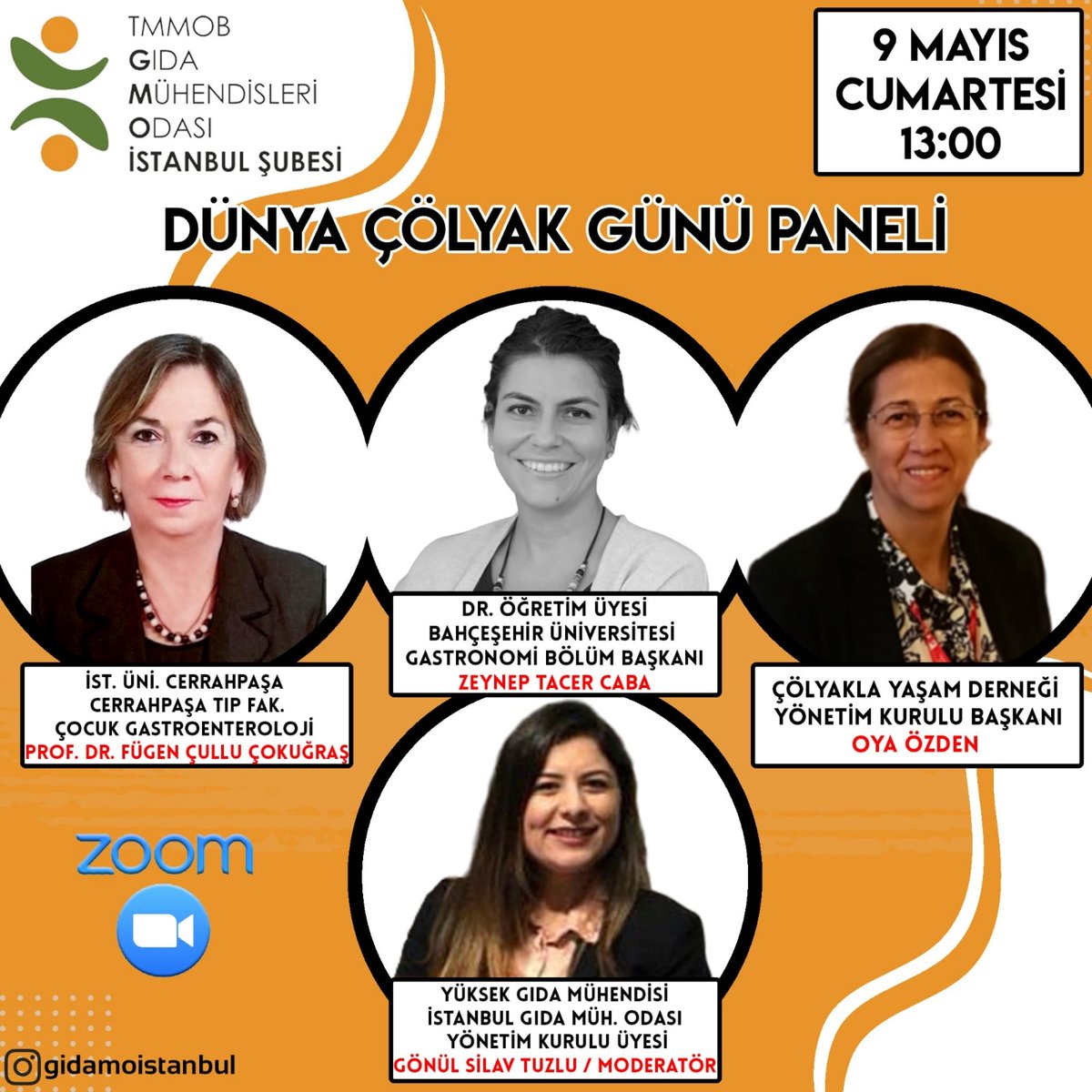 GidaMO_ISTANBUL's tweet photo. 9 Mayıs Cumartesi saat 13:00’te Zoom uygulamasıyla gerçekleştirilecek ilk canlı yayın Panelimiz “Dünya Çölyak Günü" konuludur.

https://t.co/4TVKwSRVgE

Meeting ID: 509 994 3291 
Password: 1234

#çölyak @fugen_cullu #oyaozden #zeyneptacercaba @gonulsilav #dünyaçölyakgünü https://t.co/12wOto3FWP