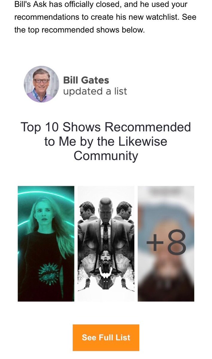 One of the most recommended shows for  @BillGates to watch was The OA.