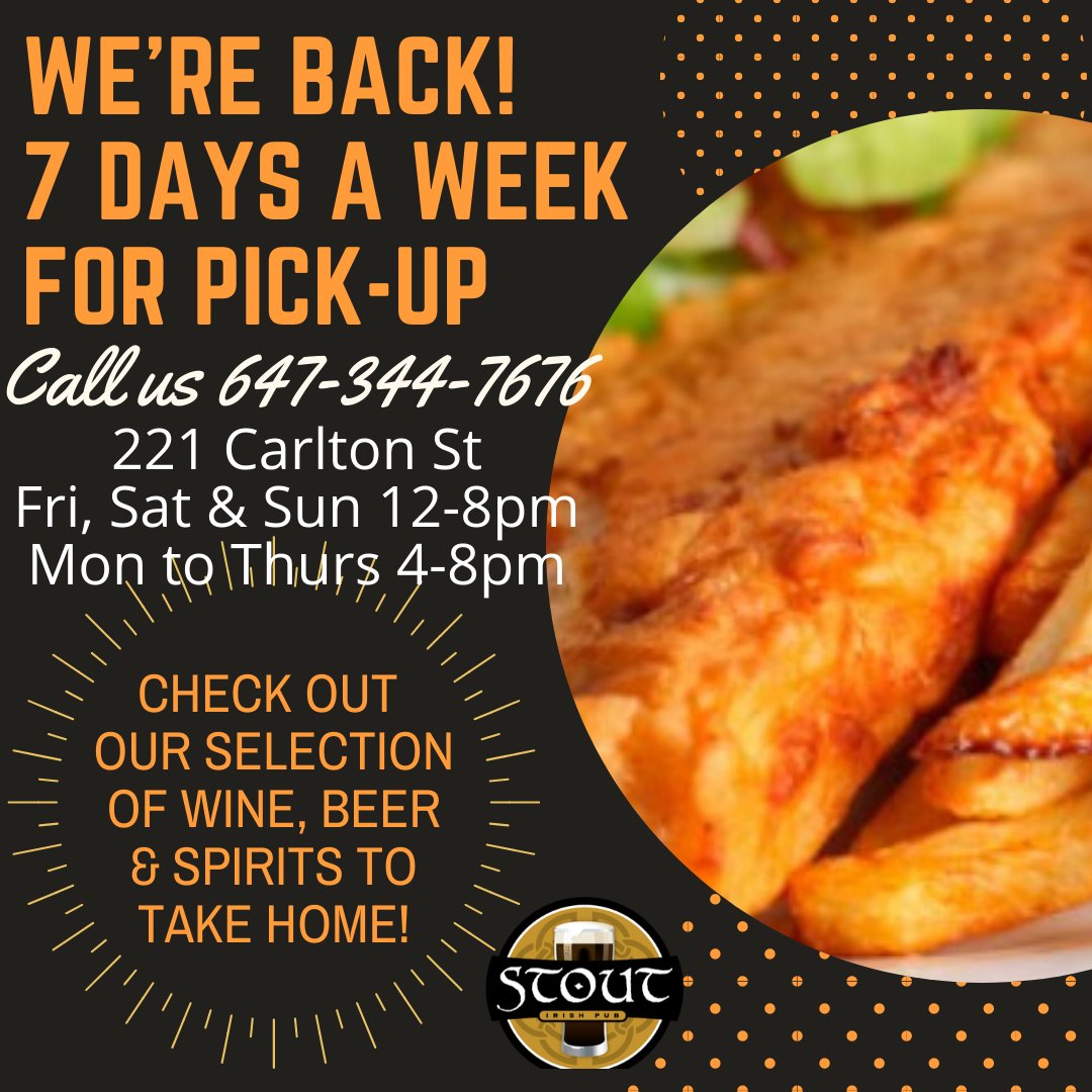 StoutIrishPubTO's tweet photo. BREAKING NEWS!! We're back 7 Days a week! #cabbagetown #supportsmallbusiness https://t.co/wgQVs9THKX