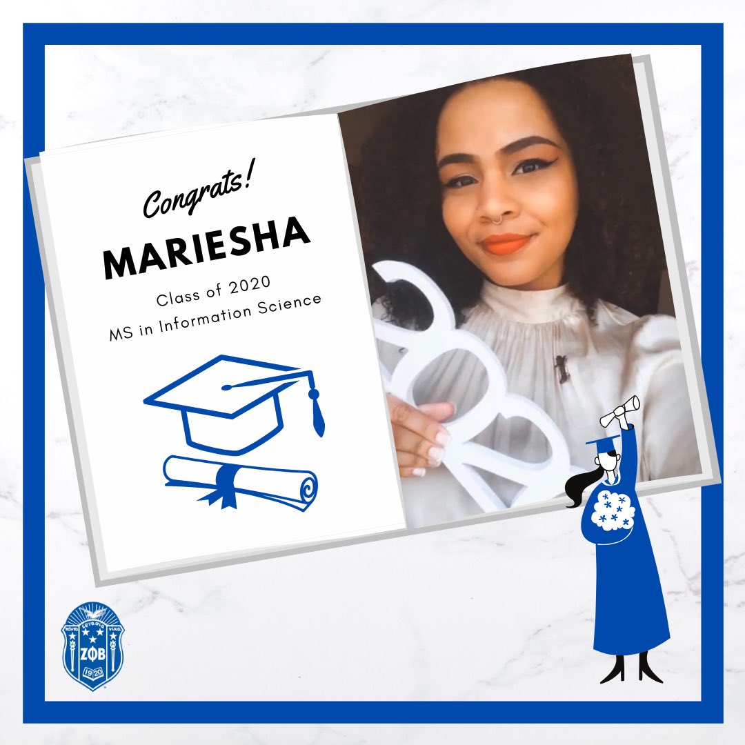 DukeZetas's tweet image. Congratulations to Soror Mariesha McAdoo (Spring 2014) for completing her post-baccalaureate program at University of North Carolina at Chapel Hill’s School of Information and Library Science. She will be graduating with a Master of Science in Information Science. 🎉👩🏽‍🎓