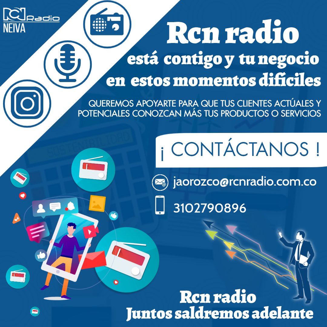 alertaneiva's tweet photo. #RCNContigo 👏🏼 Estamos apoyándote en este momento tan difícil para todos ⚠️ Si tienes un negocio y necesitas hacerlo crecer 📞 llámanos 310 279 0896 📲 y te daremos más información ℹ️ https://t.co/1wZJFcnVt0