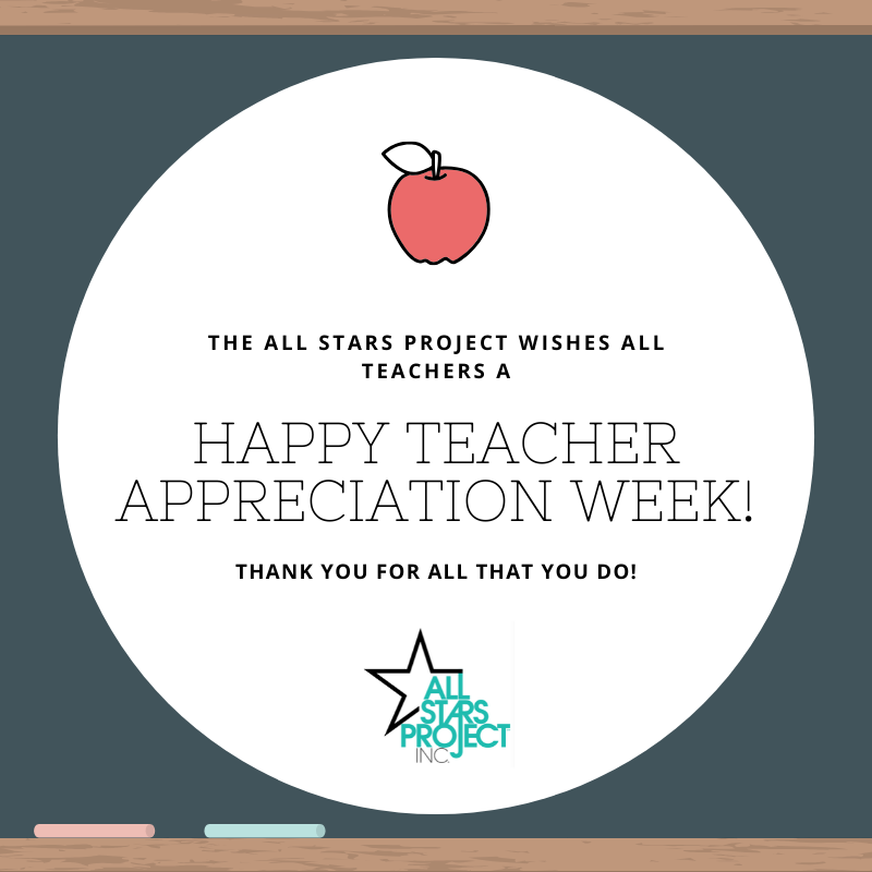 AllStarsProject's tweet photo. In person or virtual, #teachers help us to grow both in &amp; out of school. Thank you to educators for all you do to support students to #DevelopWhileDistancing while we are apart. One week is simply not enough to show our gratitude. #Teacherappreciationweek #AfterschoolDevelopment https://t.co/TsCqIRxsti