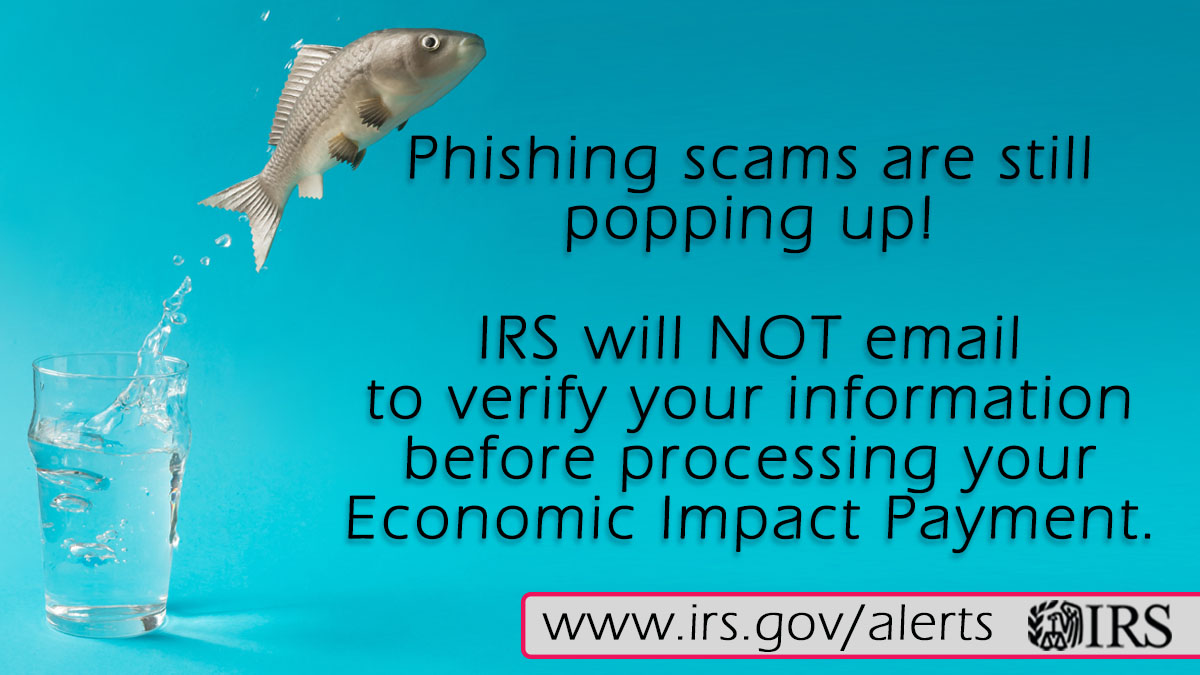 KCALInsurance's tweet photo. #IRS reminder: Be alert to criminals that ask by phone, email, text or on social media to verify your information claiming it’s needed to get an Economic Impact Payment. https://t.co/86ie8f69yL #COVIDreliefIRS https://t.co/9kBsmjoa1F