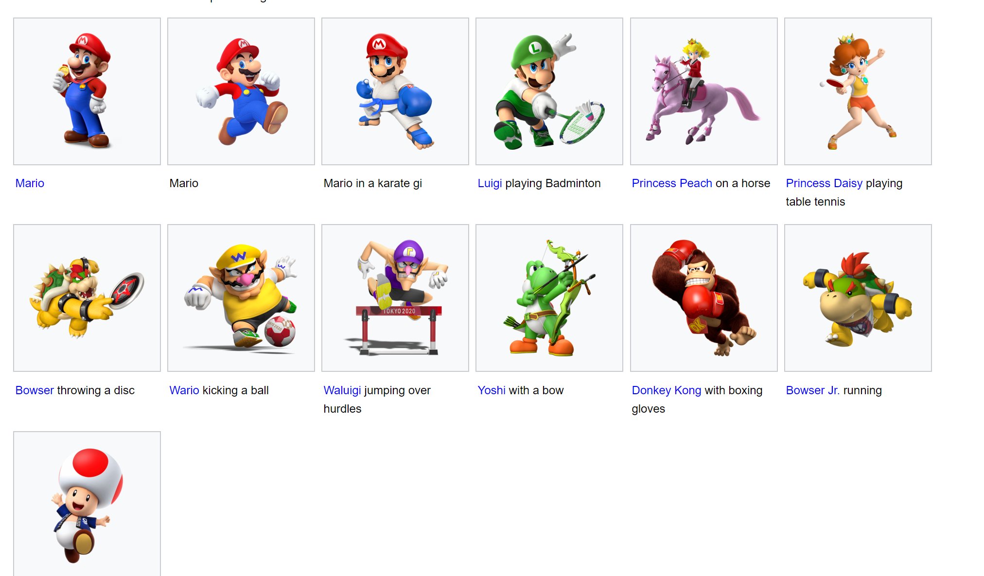 mario and sonic characters names