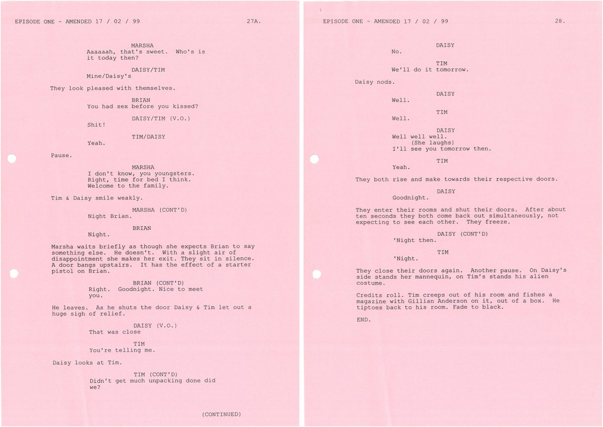 edgarwright's tweet photo. Here is the script for that last scene of 'Beginnings. #SpacedMarathon https://t.co/cxaLYky6LQ
