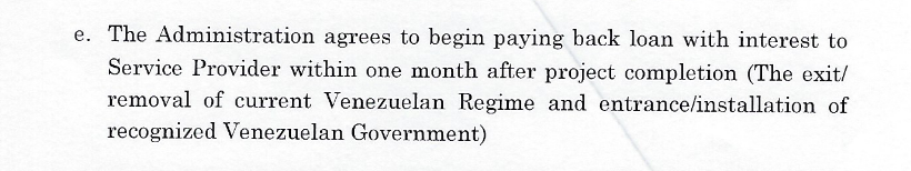 lol, Silvercorp charged Guaidó a quarter-billion dollars for potentially only one day's work yet they're still putting in traps trying to fleece the sucker even harder. How greedy can you get?