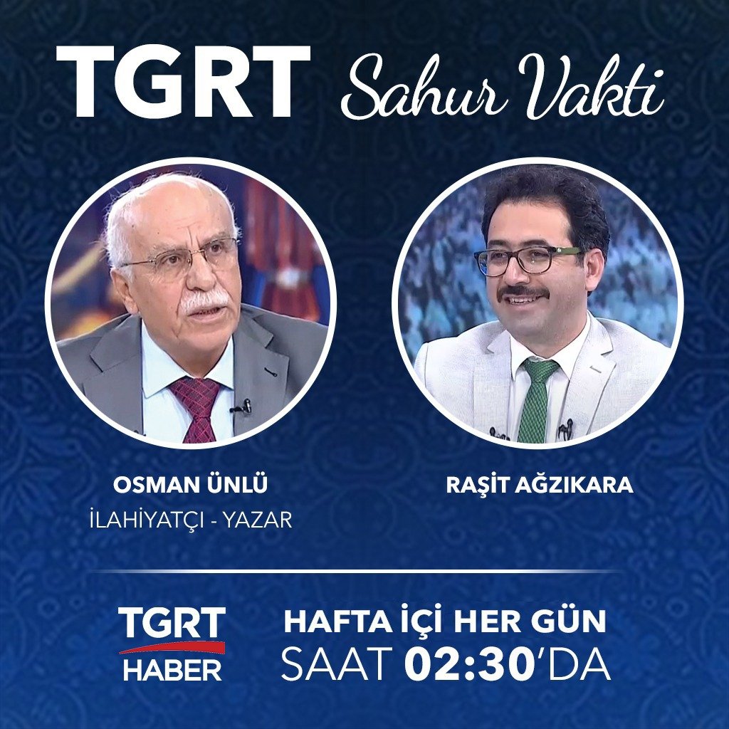 Haydi başlıyoruz. #tgrtsahurvakti hashtagi ile tivit atıp DM ile iletişim bilgilerinizi gönderin hediye kitaplarımız kapınıza kadar gelsin. 

(Lütfen, adınızı soyadınızı, telefon numaranızı ve adresinizi DM olarak gönderin)

Osman Ünlü ile Sahur Vakti 02.30'da <a href="/tgrthabertv/">TGRT HABER</a>'de.