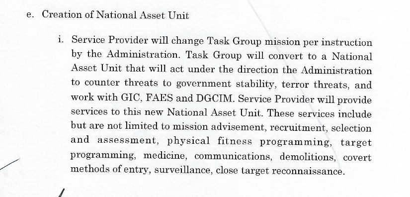 This seems pretty big: The contract seems to suggest Silvercorp was going to become a private death squad training up Venezuelan paramilitaries, a la Colombia, after the coup.