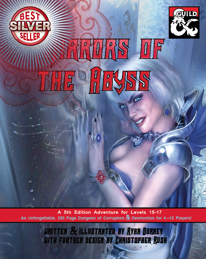 If you want a dark, IMMERSIVE dungeon, the Play-it-Forward sale includes "Mirrors of the Abyss!"

•★•
dmsguild.com/product/266788…
•★•

#dnd #dnd5e #ttrpg #rpgmaker #TTRPGCommunity #IndiePub #FANTASY #pathfinder2e #DMsGuild
