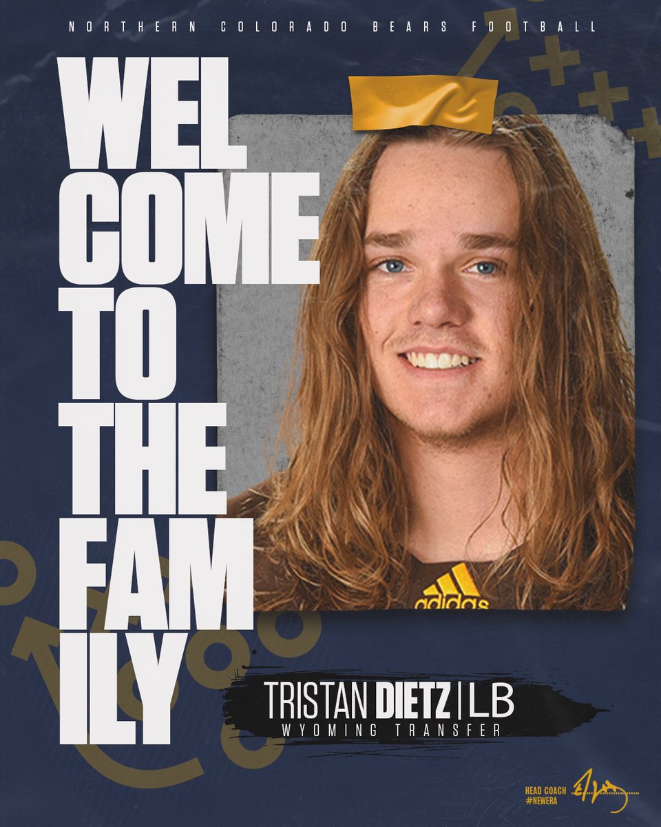 UNC_BearsFB's tweet photo. Another great addition to our Team! Join us in welcoming the newest member of the Bear Family, Transfer LB - @tdietz25 🐻🏈 #UNCommon // #NewEra https://t.co/OpOkDW3YfY