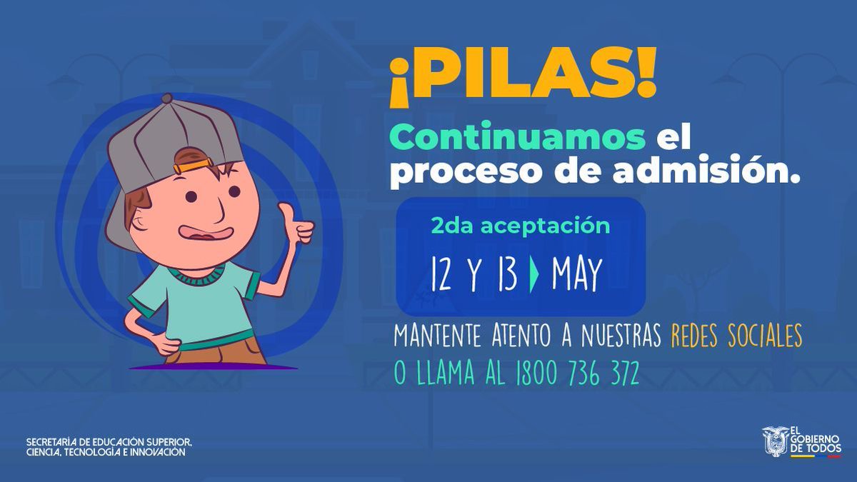 ⚠️ ¡Pilas! ⚠️ Si postulaste del 13 al 15 de marzo y no obtuviste un cupo, debes revisar el resultado de la segunda instancia de asignación de cupos del 12 al 13 de mayo. #Admisión2020 👩‍🎓