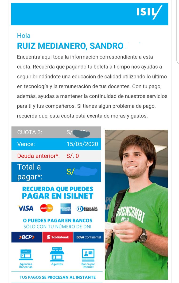 sandroruizm's tweet photo. Gracias @isil_pe. Me mantengo solo en Lima, trabajaba para pagarme la carrera. Sí, trabajaba. Me he quedado sin trabajo y nada de empatía de la casa de estudios. Siguen cobrando lo mismo. #isilseconsciente https://t.co/JFmEvk5Vqs