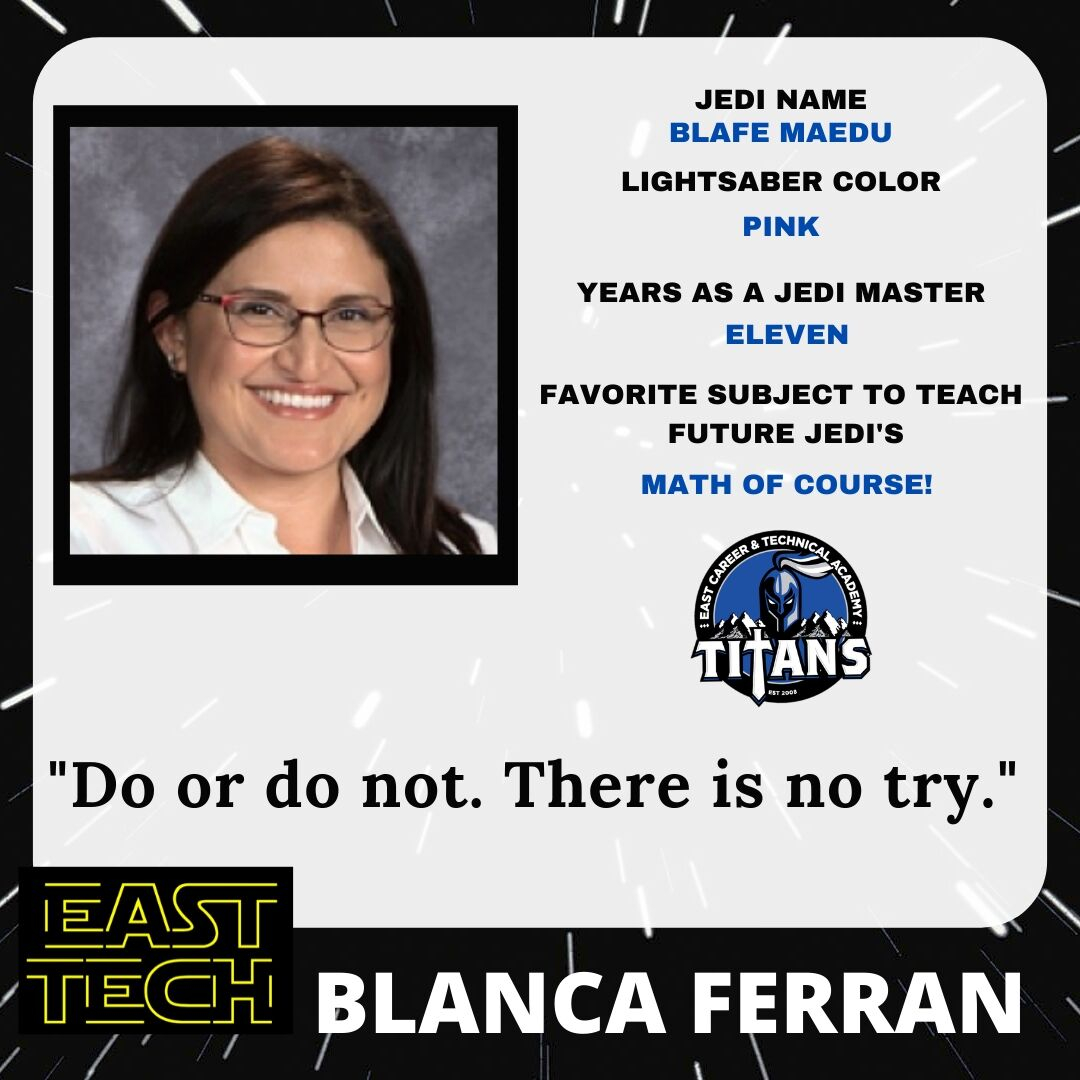 EastTechTitans's tweet image. Our teachers are the best in the galaxy! Ms. Ferran uses her background in Biotechnology to help students grasp math concepts. I bet her boys love having a math tutor at home!

#teacherappreciation #jedimaster #forceisstrongwiththisone #easttechtitans