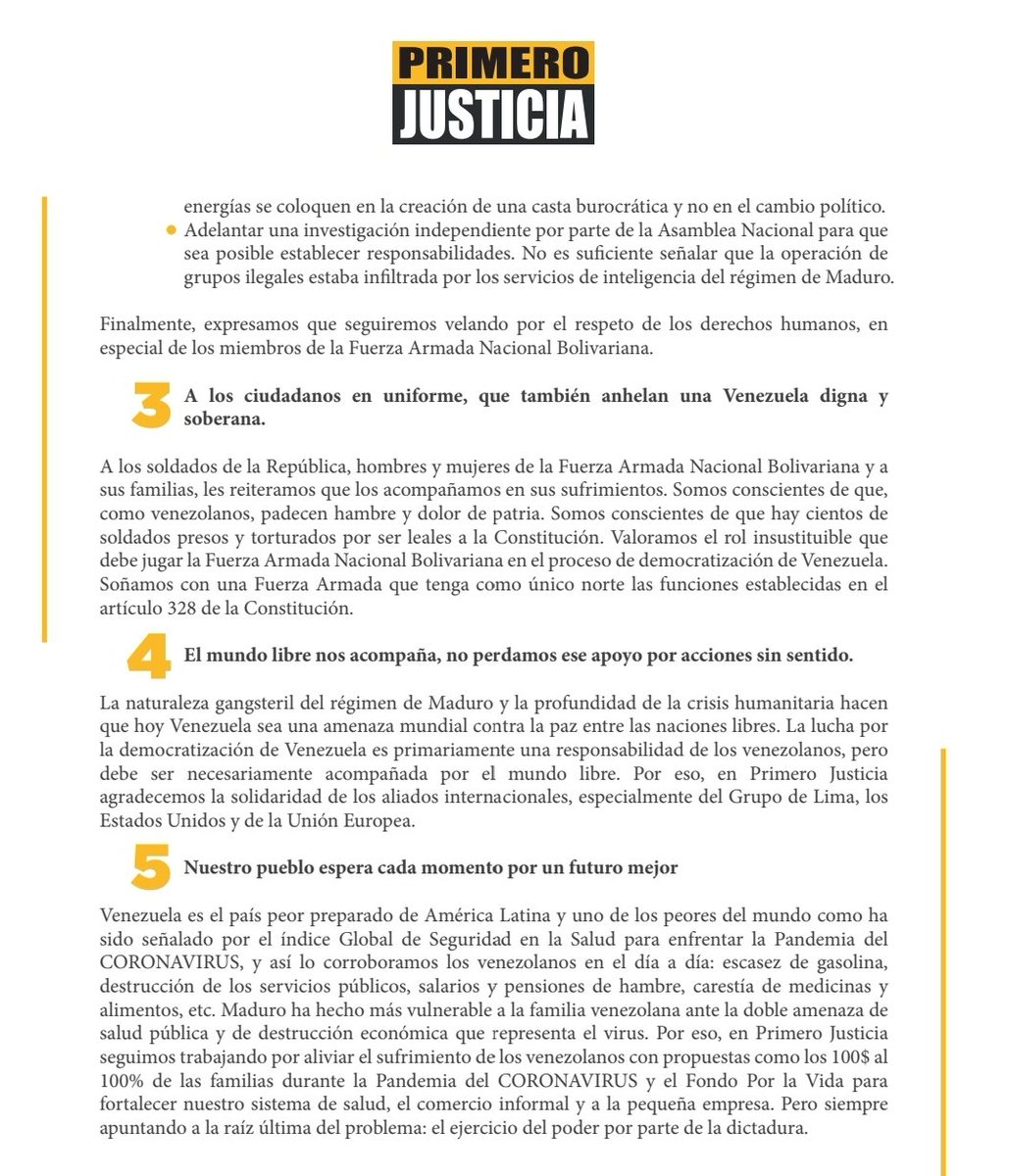 carlaangola's tweet photo. Primero Justicia rechaza y condena sucesos en el lugares del litoral vzolano. "Son acciones, como lo sucedido el 30 de abril de 2019, que terminan frustrando a nuestro pueblo y destrozando la confianza entre quienes luchamos por el cambio político" (SIGUE). https://t.co/qw8faPga5w