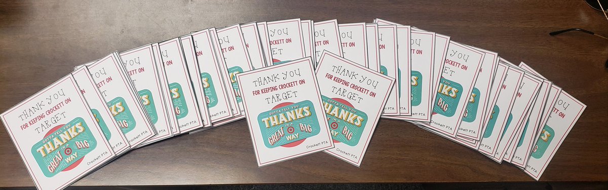 Thank you to our Crockett PTA for recognizing our staff for their continued hard work and dedication to kids. Our awesome PTA provided Target giftcards to every staff member!!