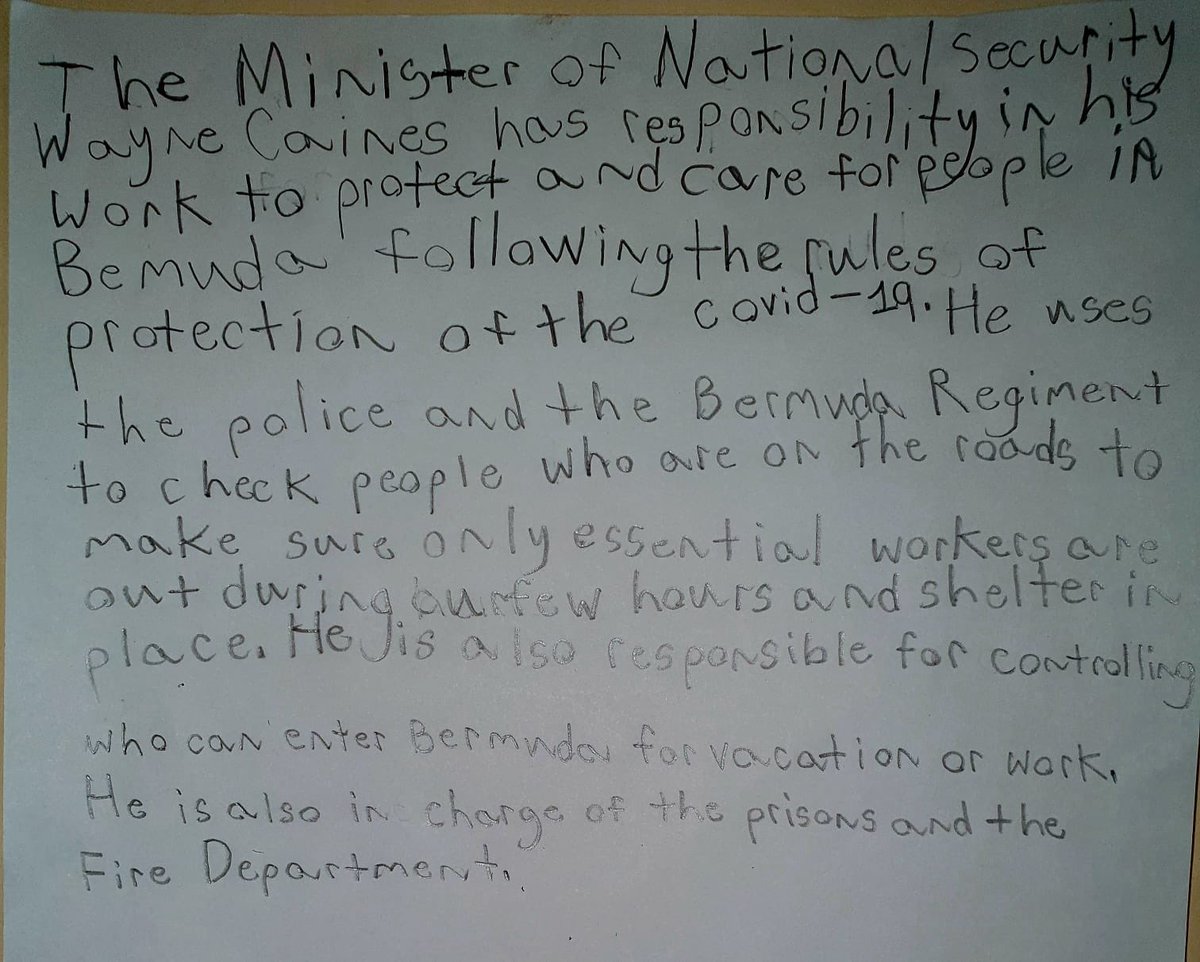 Thanks to P3 Student Viahanni Campbell- Durango- for highlighting the Ministry of National Security in his School Project