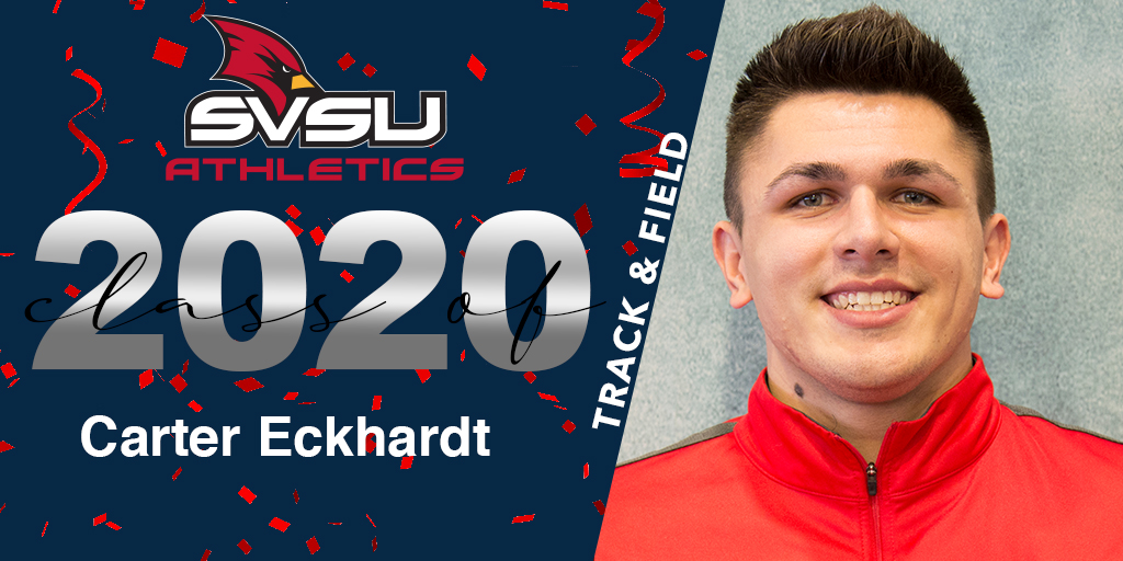 Congratulations to 2020 SVSU Athletics Graduate Carter Eckhardt!
Sport - <a href="/SVtfxc/">SVSU Track & XC</a> 
Major - Communication