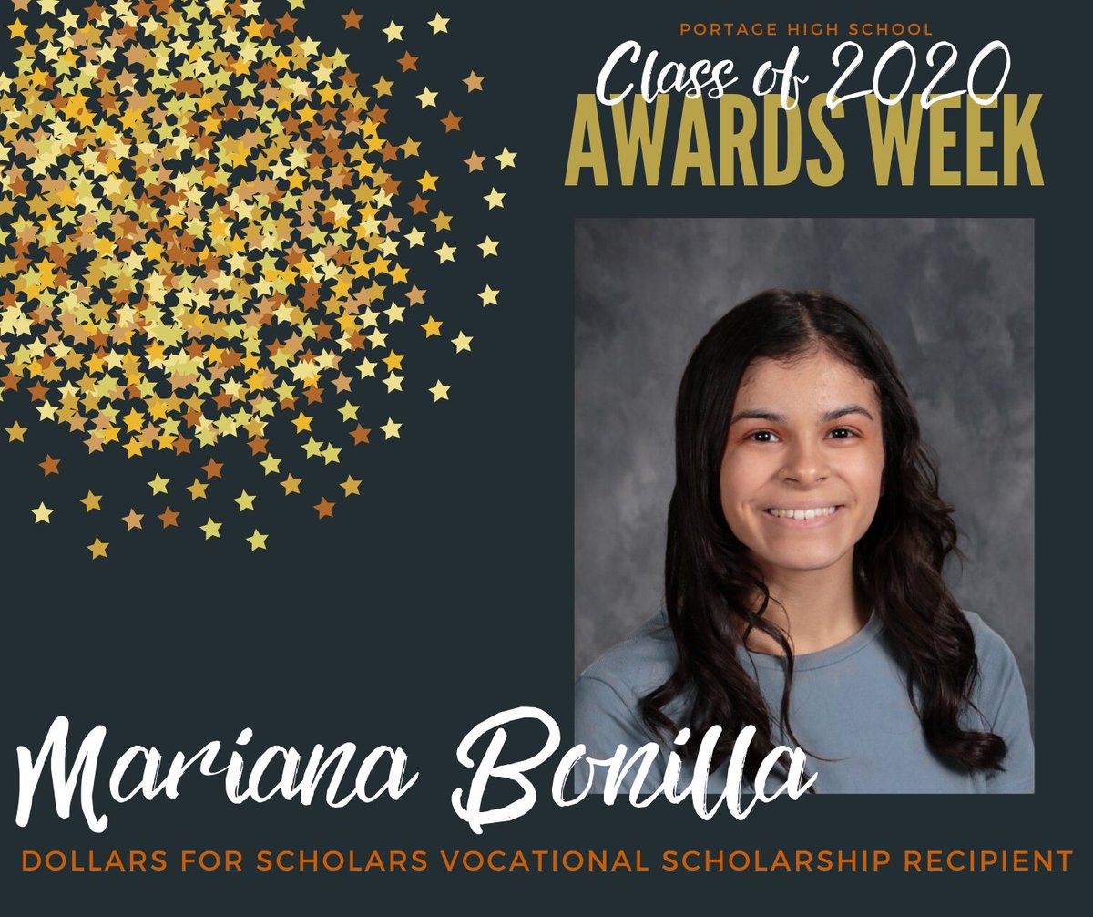 Portage_Schools's tweet photo. SENIOR AWARDS WEEK ANNOUNCEMENT
The recipient of the Dollars for Scholars Vocational Scholarship is Mariana Bonilla! Congratulations!
#SeniorAwardsWeek #PortageProud #SeniorStrong https://t.co/FrW0YcuG0H