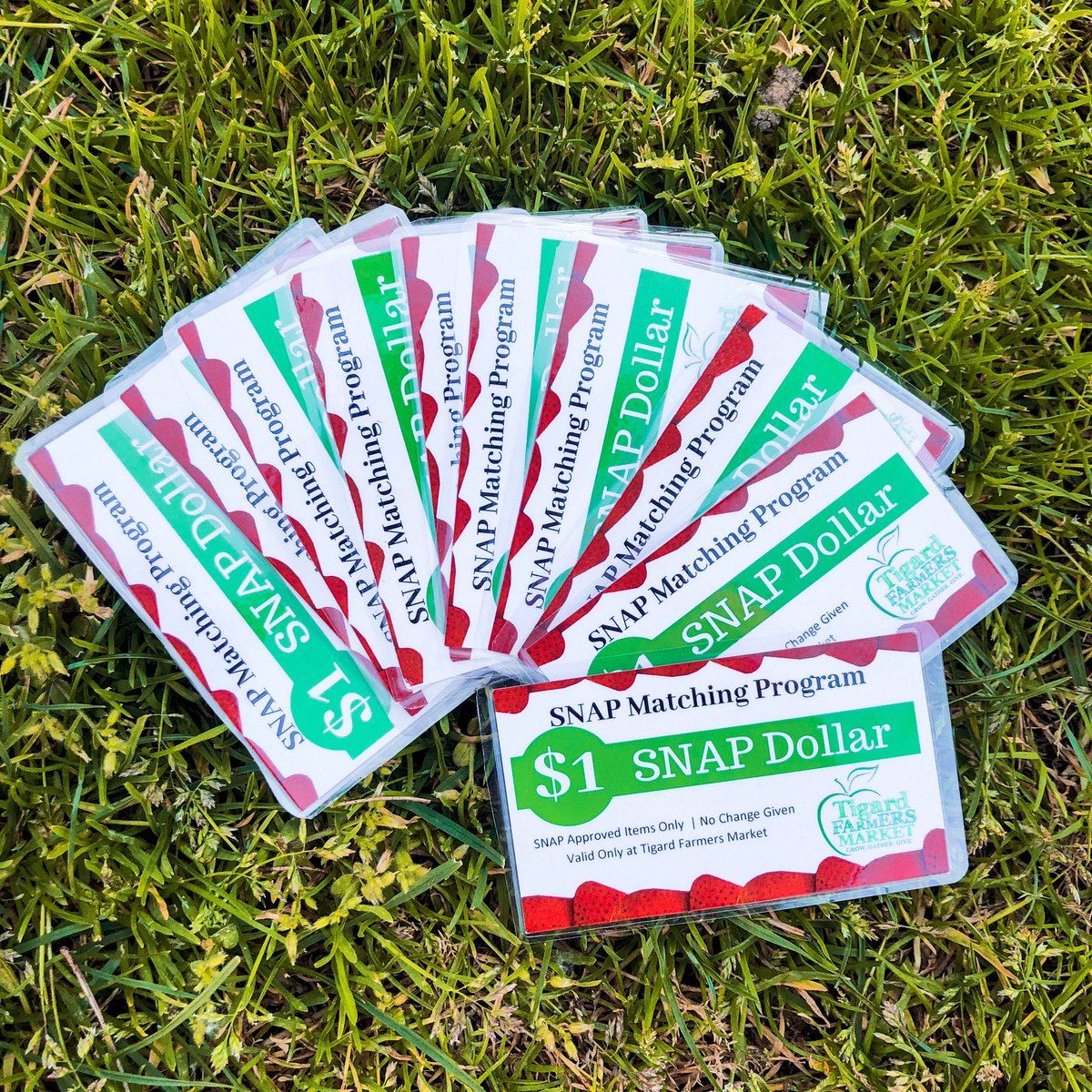 We are thankful to be able to bring back the Snap Matching Program again this year.  Thanks to @tswcd. 

One safety precautions have done is laminate our snap dollars. This will allow us to reuse the dollars and clean them after each market day. 

Opening May 31! 
#TigardOregon