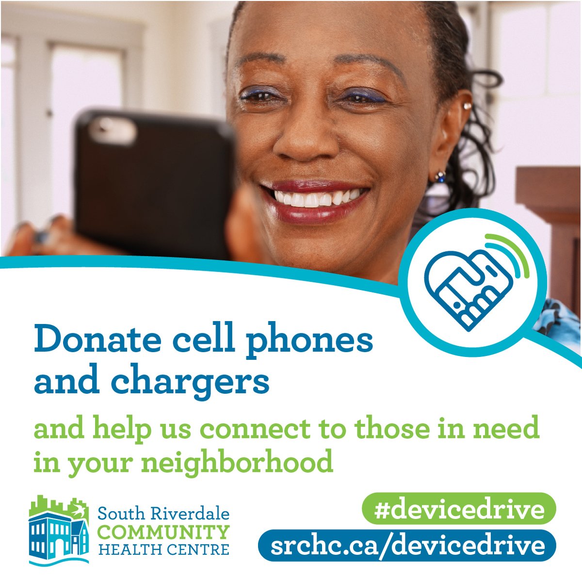 SRiverdaleCHC's tweet photo. We continue to accept devices and chargers in donation bins outside 955 Queen St. E &amp; 2 Gower St or by mail to 955 Queen St E to stay connected with our clients during #COVID19. #ONHealth  #DigitalEquity #DeviceDrive https://t.co/cntYAYMXcP https://t.co/y7RBFAX31I